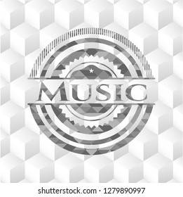 Music grey emblem with cube white background