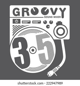 Music groove typography, t- shirt graphics, vector illustration