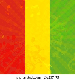 Music grunge background with flag of Ethiopia. Vector illustration.