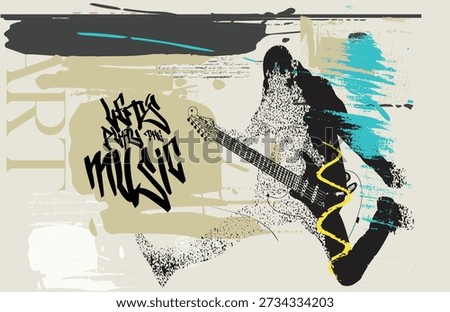 Music grunge pattern, grunge abstract Music illustration, Urban typography hipster street art graffiti slogan. hand draw art grunge, Urban graffiti slogan print.eps