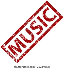 Music grunge rubber stamp on a white background. Vector illustration