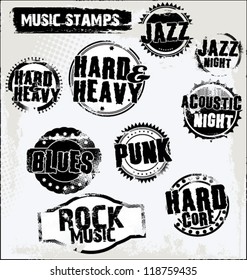 Music grunge rubber stamps