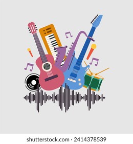 Music guitar bass piano ornaments template