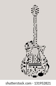 Music guitar concept made with musical symbols for poster design