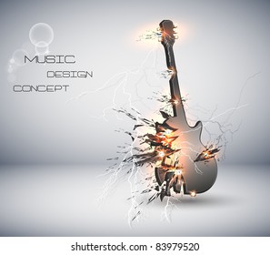 Music Guitar explosive background, easy editable