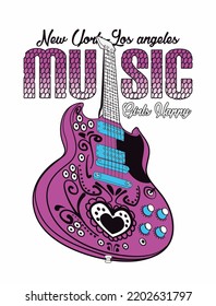 Music Guitar Heart  Design Print 