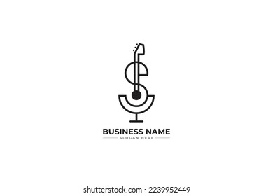 music guitar logo design. s letter music logo 