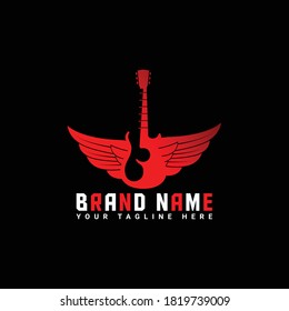 Music Guitar Logo Design-Guitar Logo Design-Guitar logo vector template