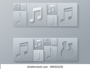 Music Guitar with Notes Design Template Background, Vector Illustration
