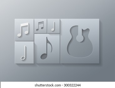 Music Guitar with Notes Design Template Background, Vector Illustration