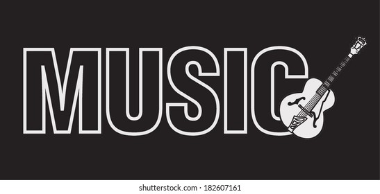 Music. Guitar silhouette. Vector illustration