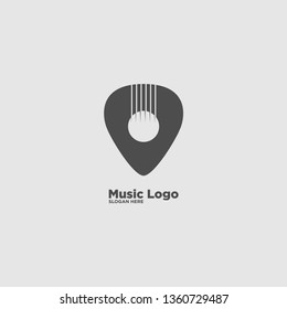 Music and guitar simple logo, template vector illustration icon element - Vector