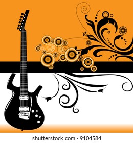 Music guitar vector background with floral and space for text