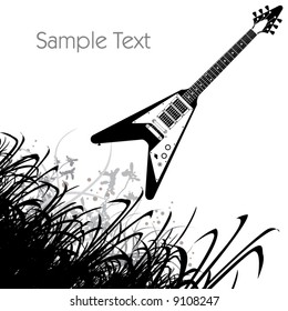 Music guitar vector background with floral and space for text