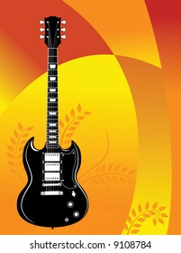 Music guitar vector background with floral and space for text