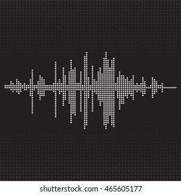Music halftone waveform background. Audio equalizer technology. Vector and illustration.