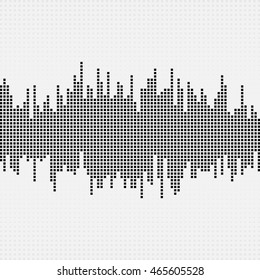 Fondo de forma de onda de medio tono musical. Tecnología de ecualizador de audio. Vector e ilustración.