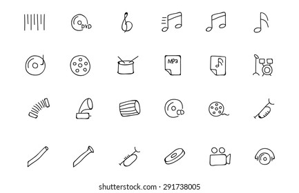 Music Hand Drawn Doodle Icons 2