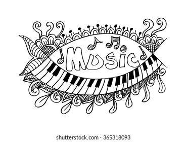 Music hand lettering and doodles elements

