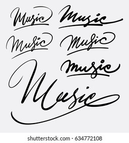 Music hand written typography. Good use for logotype, symbol, cover label, product, brand, poster title or any graphic design you want. Easy to use or change color 