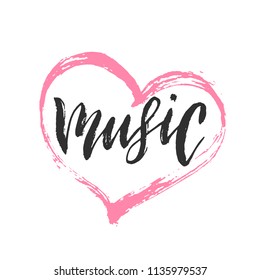 Music, handwritten lettering.