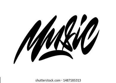 Music. Handwritten vector lettering design. Vector calligraphy illustration isolated. Typography for banners, badges, postcard, t-shirt, prints, posters.