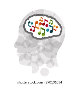 Music head creative concept illustration. Vector graphic template.