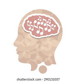 Music head creative concept illustration. Vector graphic template.