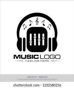 music headphone equalizer logo vector