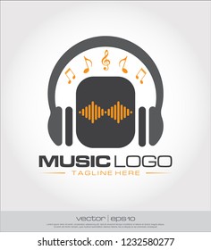 music headphone equalizer logo vector