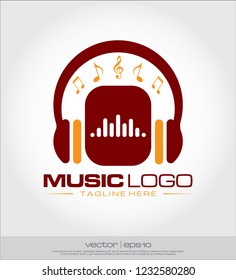 music headphone equalizer logo vector