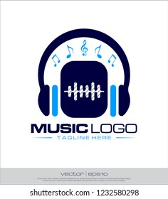 music headphone equalizer logo vector
