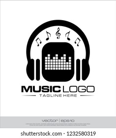 music headphone equalizer logo vector