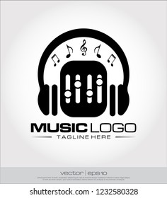 music headphone equalizer logo vector