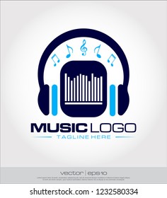 music headphone equalizer logo vector