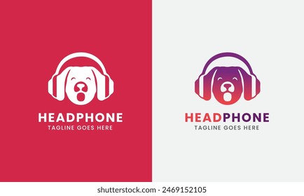 Music headphone fire icon, pet dog item, sound talk microphone red speaker dj dance logo icon