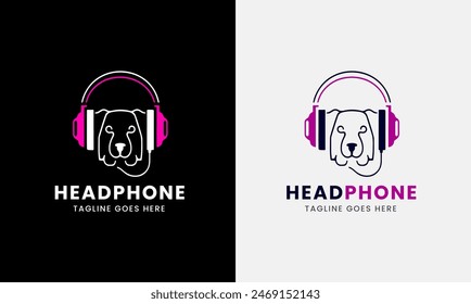 Music headphone fire icon, pet dog item, sound talk microphone red speaker dj dance logo icon
