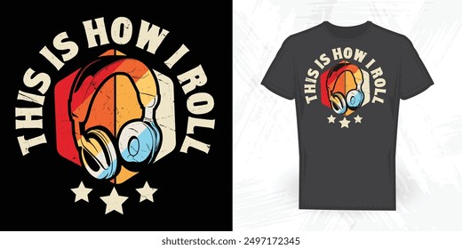 Music Headphone Funny Vintage Headphone T-shirt Design