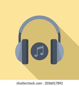 Music headphone icon flat vector. Listen radio. Audio sound