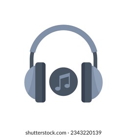 Music headphone icon flat vector. Listen radio. Audio sound isolated