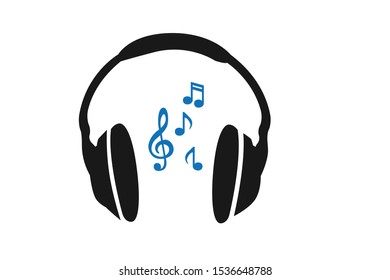 music and headphone icon, listen music icon 