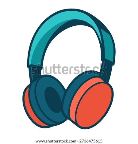 music headphone music sound audio device gadget flat color vector illustration template design