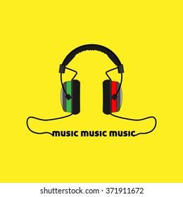 Music music music, headphone vector with yellow background