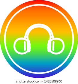 music headphones circular icon with rainbow gradient finish