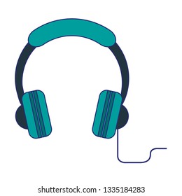 music headphones device symbol blue lines