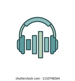 Music headphones with equalizer vector concept icon or design element