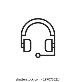 Music headphones icon. Headphones earphones flat icon. Headset silhouette