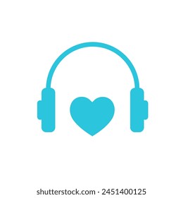 Music headphones icon, listen your heart. 