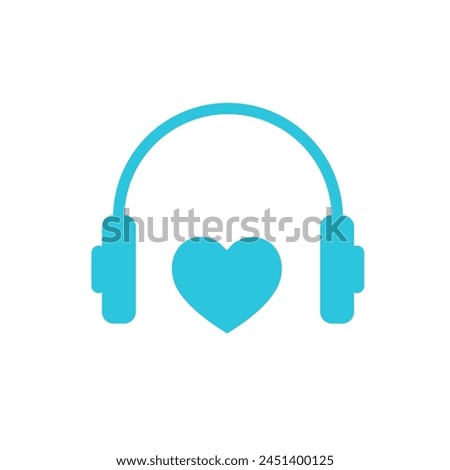 Music headphones icon, listen your heart. 