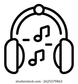 Music headphones icon. Outline Music headphones vector icon for web design isolated on white background
